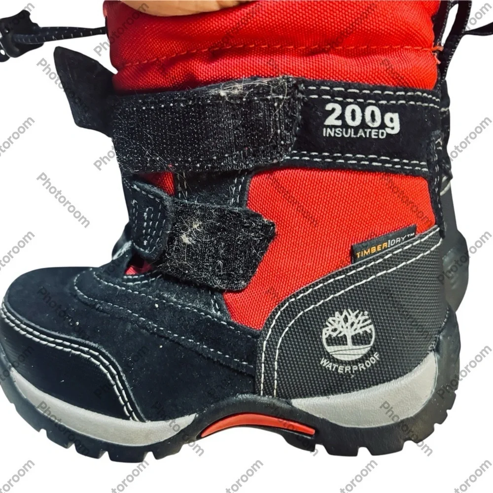 Timberland Thermolite 200 Gram Snow Boots black Red Lining EUC